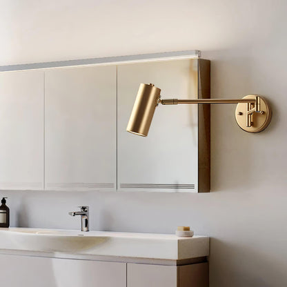 Swivel-Arm LED Wall Light with Extending Bracket for Bedroom Hallway Reading Nook Task Lighting Modern Dimmable Fixture Gold Black