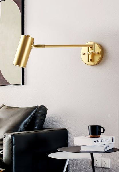 Swivel-Arm LED Wall Light with Extending Bracket for Bedroom Hallway Reading Nook Task Lighting Modern Dimmable Fixture Gold Black