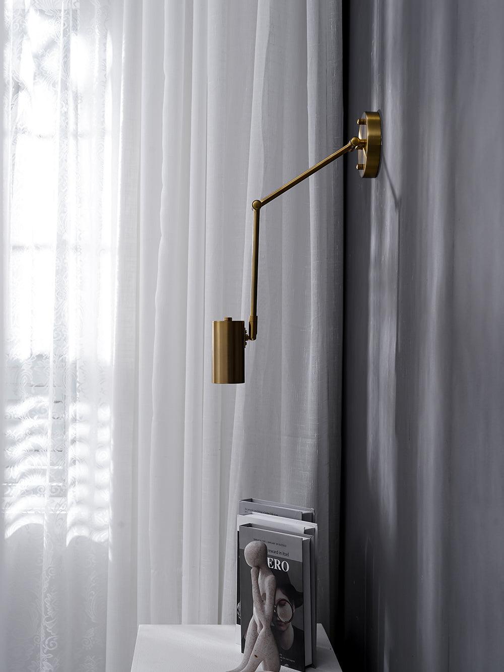 Swivel-Arm LED Wall Light with Extending Bracket for Bedroom Hallway Reading Nook Task Lighting Modern Dimmable Fixture Gold Black