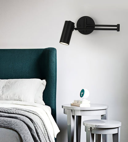 Swivel-Arm LED Wall Light with Extending Bracket for Bedroom Hallway Reading Nook Task Lighting Modern Dimmable Fixture Gold Black