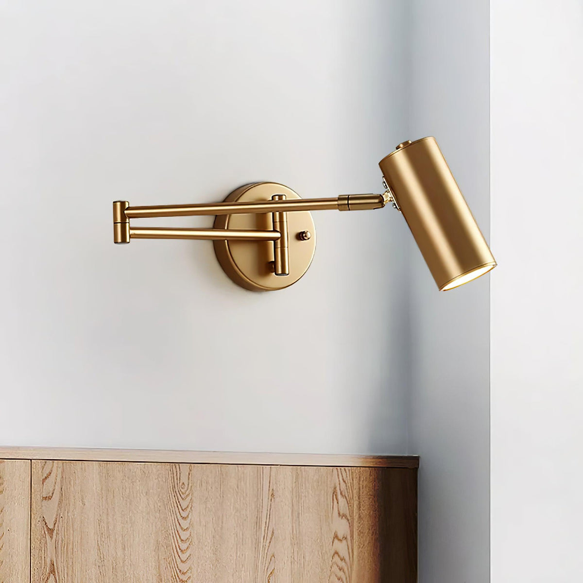 Swivel-Arm LED Wall Light with Extending Bracket for Bedroom Hallway Reading Nook Task Lighting Modern Dimmable Fixture Gold Black