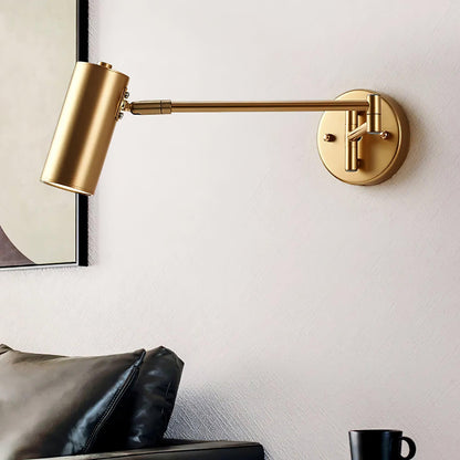Swivel-Arm LED Wall Light with Extending Bracket for Bedroom Hallway Reading Nook Task Lighting Modern Dimmable Fixture Gold Black