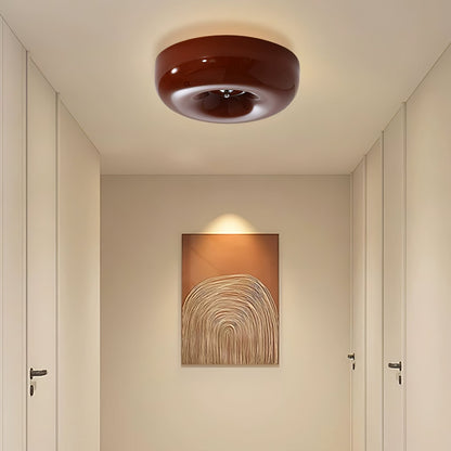 Swirled Glass Flush Mount Ceiling Light with Integrated LED – Chrome Finish – Dimmable Warm White – Modern Ceiling Lamp for Bedroom Living