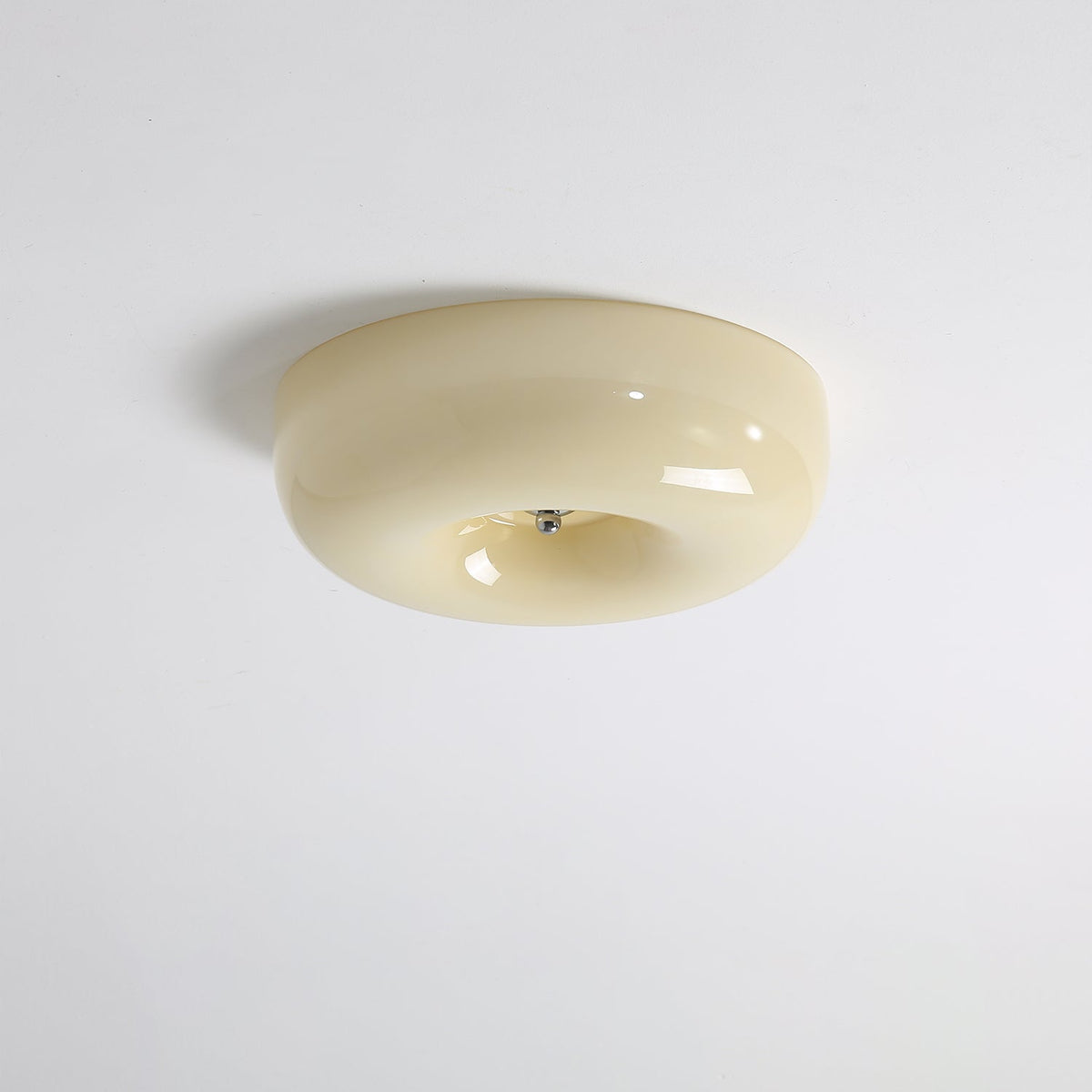 LED Flush Mount Light Fixture Chrome Textured Glass Shade Integrated Lighting 16 in Round Low Profile for Bedroom Living Room Dining Room Co