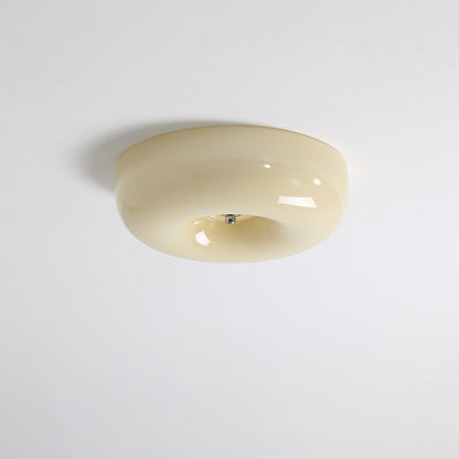 Swirled Glass Flush Mount Ceiling Light with Integrated LED – Chrome Finish – Dimmable Warm White – Modern Ceiling Lamp for Bedroom Living