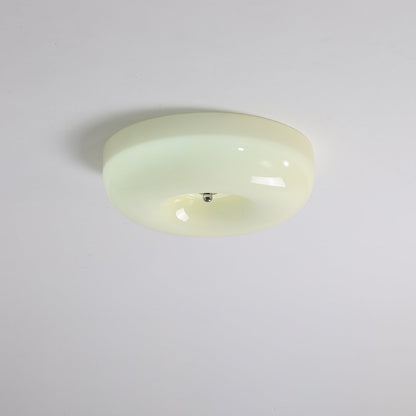 LED Flush Mount Light Fixture Chrome Textured Glass Shade Integrated Lighting 16 in Round Low Profile for Bedroom Living Room Dining Room Co