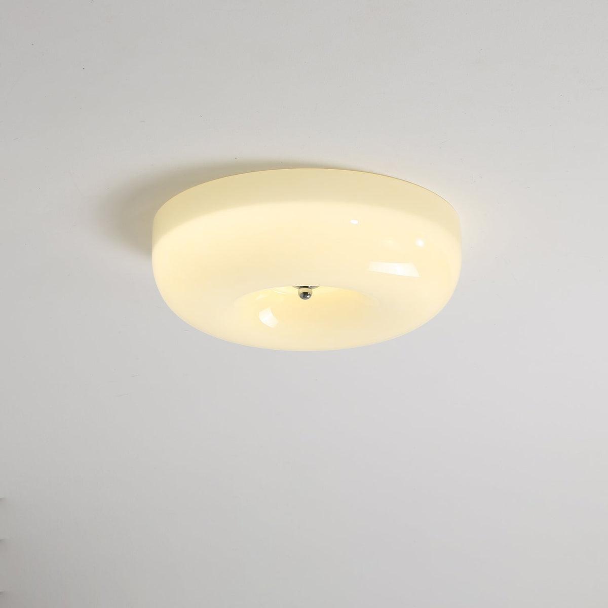 Swirled Glass Flush Mount Ceiling Light with Integrated LED – Chrome Finish – Dimmable Warm White – Modern Ceiling Lamp for Bedroom Living