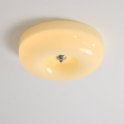 Round Glass Flush Mount LED Light Fixture – Adjustable 3000K/4000K/6000K Integrated Overhead Lighting for Bedrooms, Hallways & Low-Ceiling L