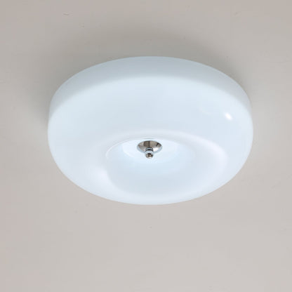 Round Glass Flush Mount LED Light Fixture – Adjustable 3000K/4000K/6000K Integrated Overhead Lighting for Bedrooms, Hallways & Low-Ceiling L