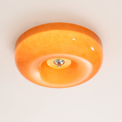 Swirled Glass Flush Mount Ceiling Light with Integrated LED – Chrome Finish – Dimmable Warm White – Modern Ceiling Lamp for Bedroom Living