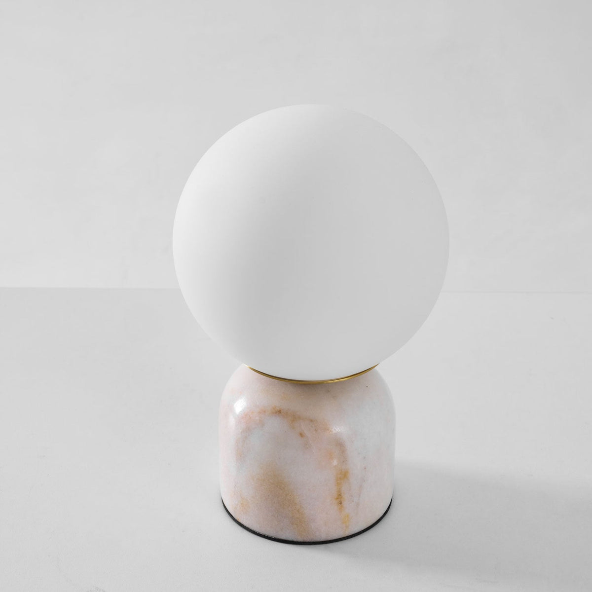 Spherical Glass Globe Accent Lamp with Natural Stone Base for Desk, Nightstand & Side Table | Modern Minimalist Home Lighting Fixture