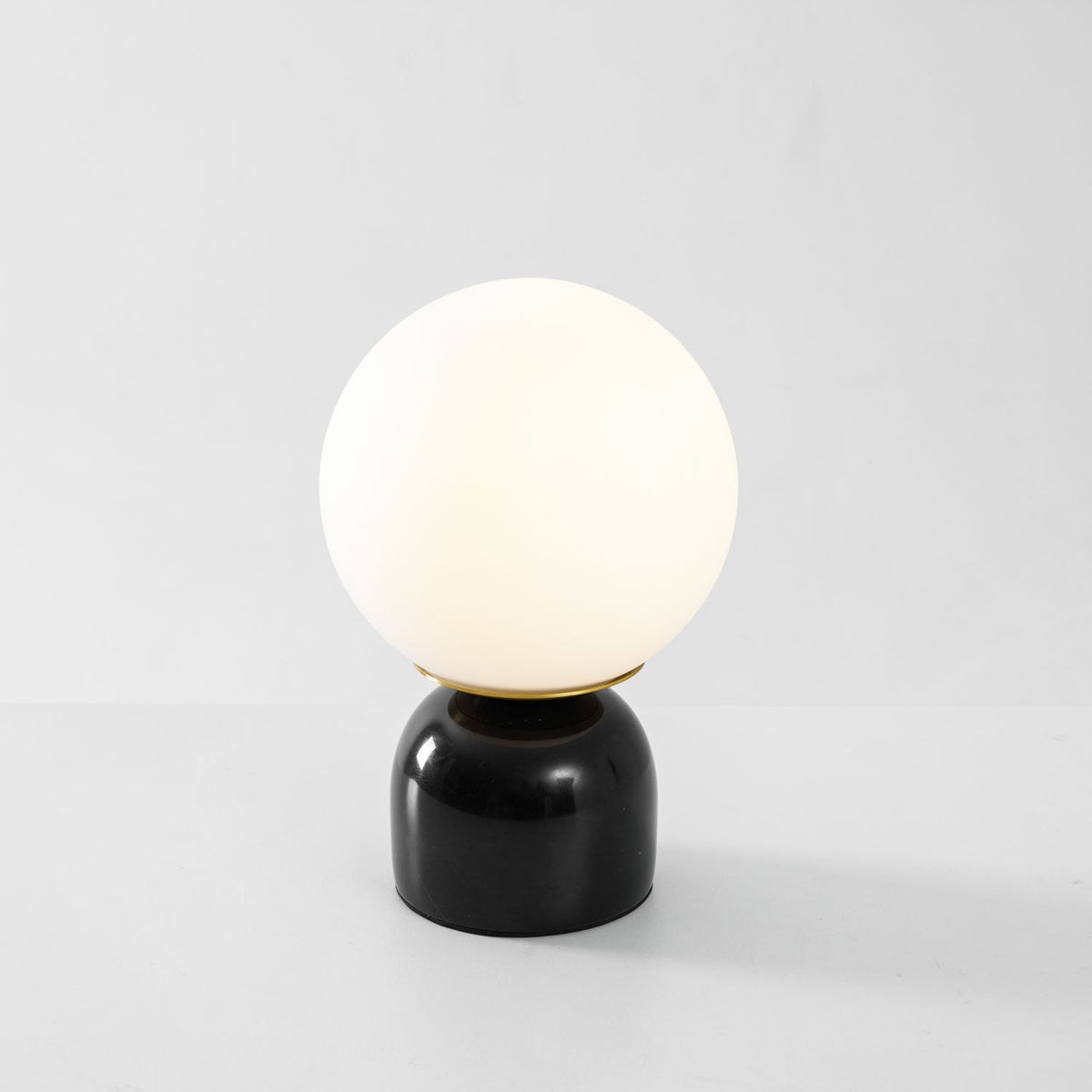 Spherical Glass Globe Accent Lamp with Natural Stone Base for Desk, Nightstand & Side Table | Modern Minimalist Home Lighting Fixture