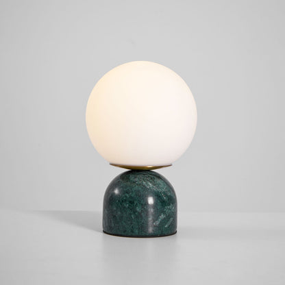 Spherical Glass Globe Accent Lamp with Natural Stone Base for Desk, Nightstand & Side Table | Modern Minimalist Home Lighting Fixture