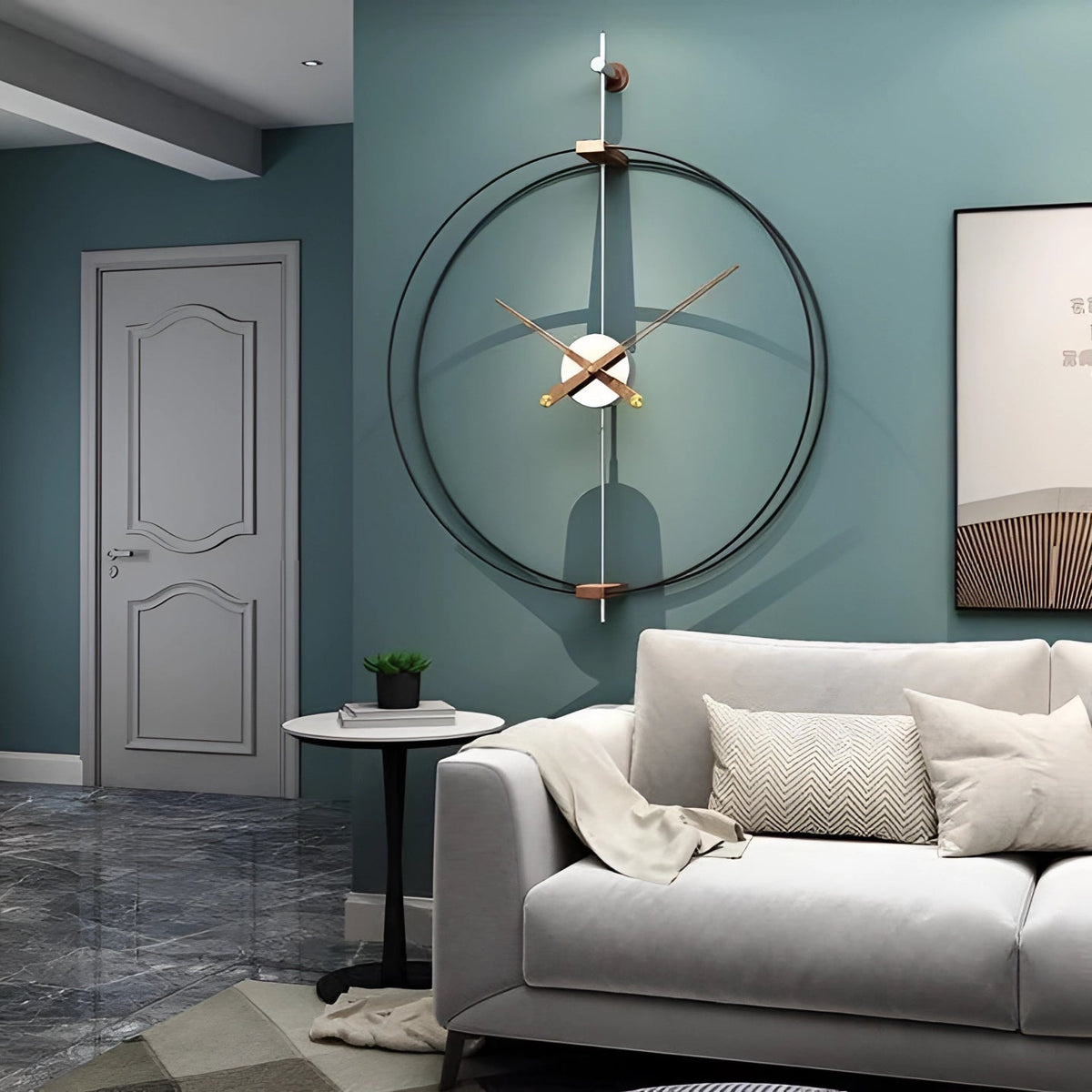 Reloj de pared de metal de lujo | Diseño minimalista moderno con estilo extragrande | Perfecto para sala de estar u oficina