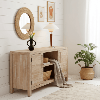 Fabric Shade Table Lamp 17 in for Nightstand & Side Table - Wood Base with E26 Socket for Bedroom Living Room Office Desk Reading Light Mini