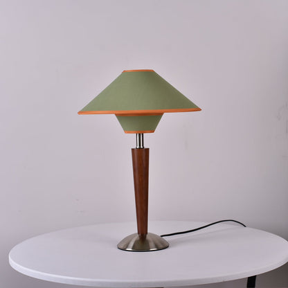 Fabric Shade Table Lamp 17 in for Nightstand & Side Table - Wood Base with E26 Socket for Bedroom Living Room Office Desk Reading Light Mini
