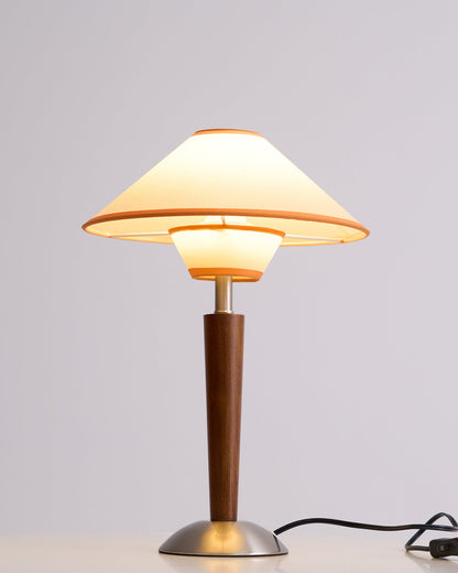 Fabric Shade Table Lamp 17 in for Nightstand & Side Table - Wood Base with E26 Socket for Bedroom Living Room Office Desk Reading Light Mini