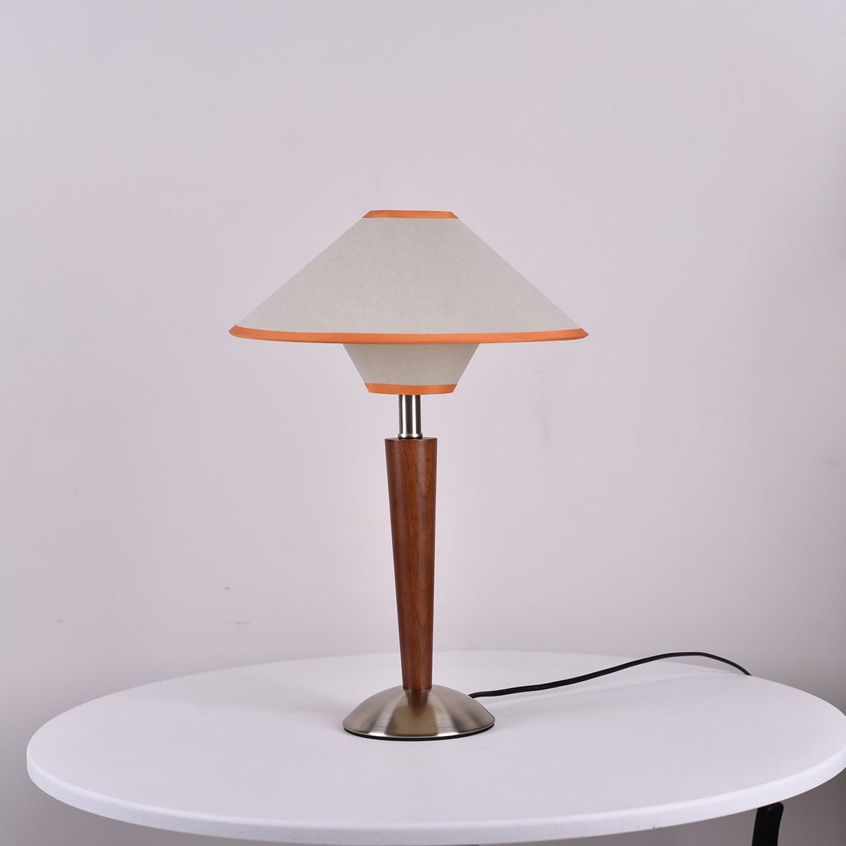 Fabric Shade Table Lamp 17 in for Nightstand & Side Table - Wood Base with E26 Socket for Bedroom Living Room Office Desk Reading Light Mini