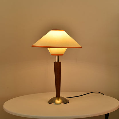 Fabric Shade Table Lamp 17 in for Nightstand & Side Table - Wood Base with E26 Socket for Bedroom Living Room Office Desk Reading Light Mini