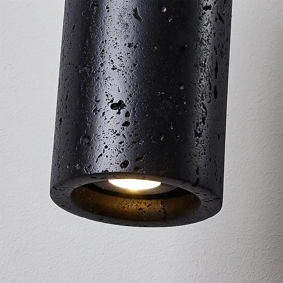 Stone Cylinder Hanging Fixture Natural Wood Accent LED Warm Glow Dining Room Kitchen Island Entryway Ceiling Light 10 inch Neutral Tone Mini