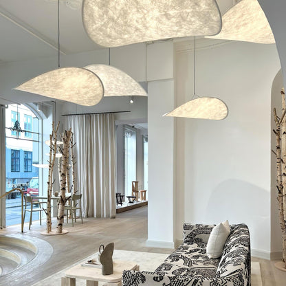 Cloud Paper Ceiling Fixture 24-Inch Hanging Lamp Modern Overhead Lighting for Dining Kitchen Living Room Adjustable Height LED