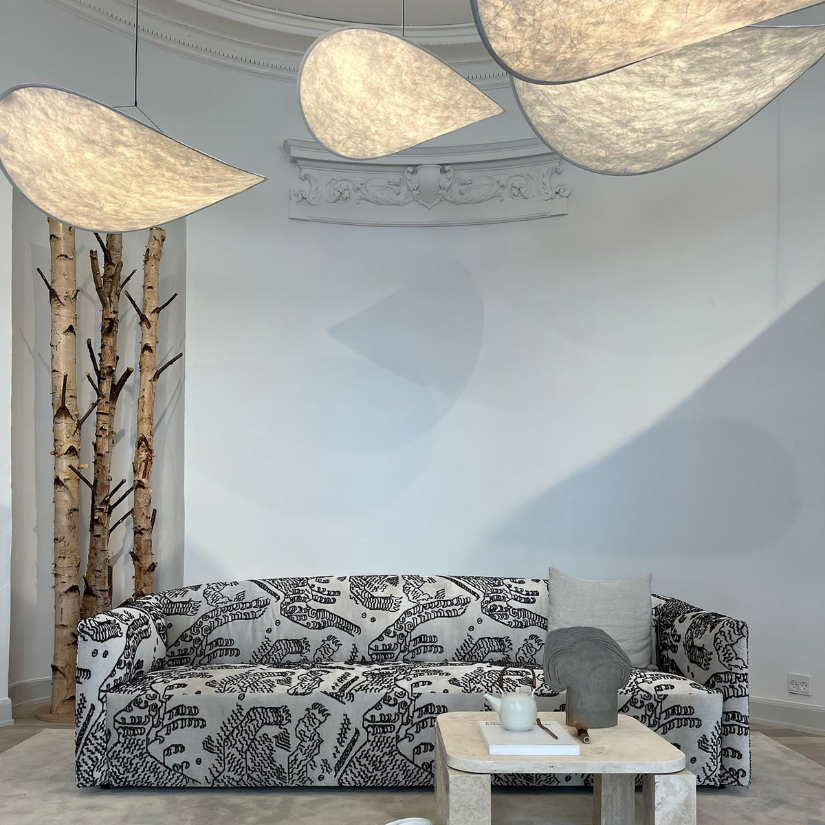 Cloud Paper Ceiling Fixture 24-Inch Hanging Lamp Modern Overhead Lighting for Dining Kitchen Living Room Adjustable Height LED