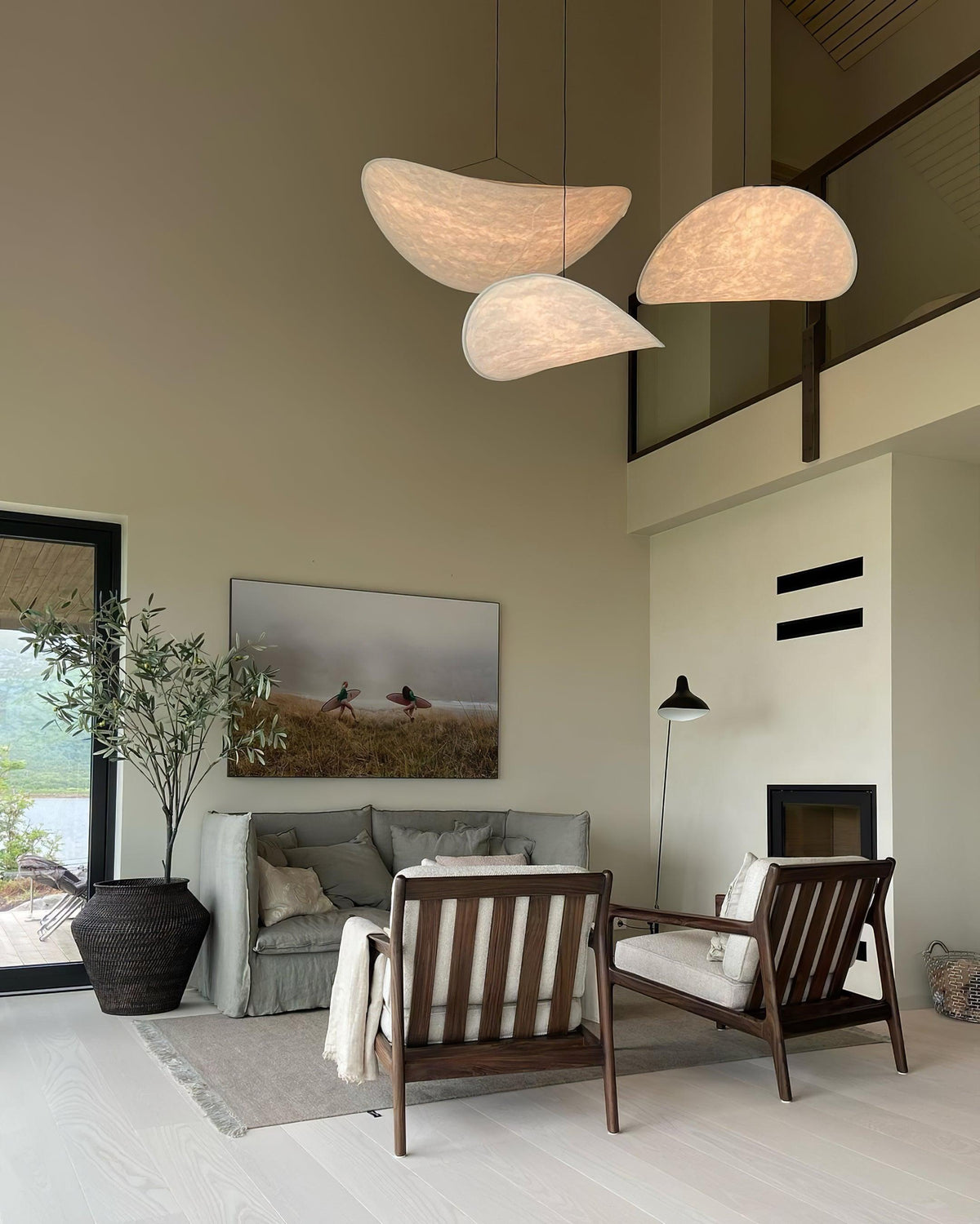 Cloud Paper Ceiling Fixture 24-Inch Hanging Lamp Modern Overhead Lighting for Dining Kitchen Living Room Adjustable Height LED