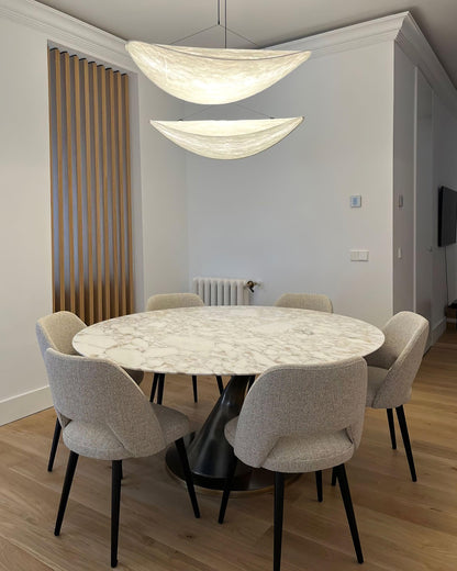 Cloud Paper Ceiling Fixture 24-Inch Hanging Lamp Modern Overhead Lighting for Dining Kitchen Living Room Adjustable Height LED