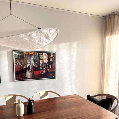 Cloud Paper Ceiling Fixture 24-Inch Hanging Lamp Modern Overhead Lighting for Dining Kitchen Living Room Adjustable Height LED