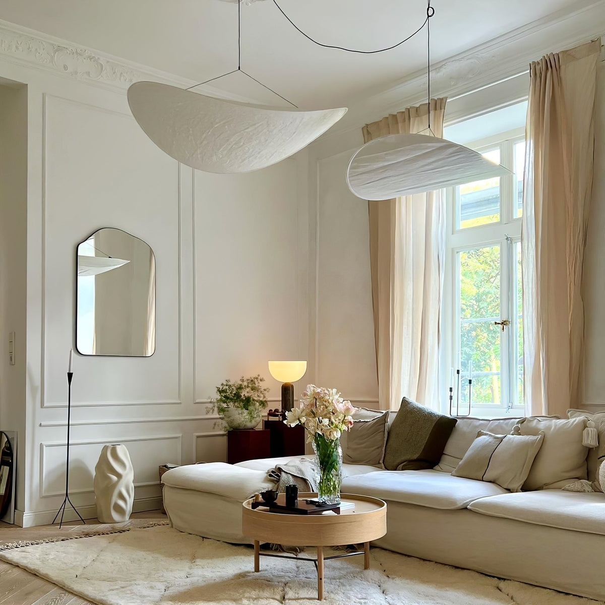 Oversized Paper Drum Shade Hanging Light Fixture Adjustable Height Contemporary Kitchen Island Chandelier Dining Room Ceiling Suspension Lam