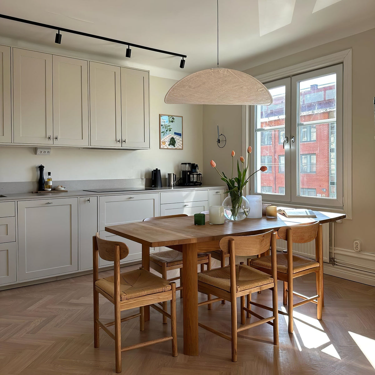 Oversized Paper Drum Shade Hanging Light Fixture Adjustable Height Contemporary Kitchen Island Chandelier Dining Room Ceiling Suspension Lam