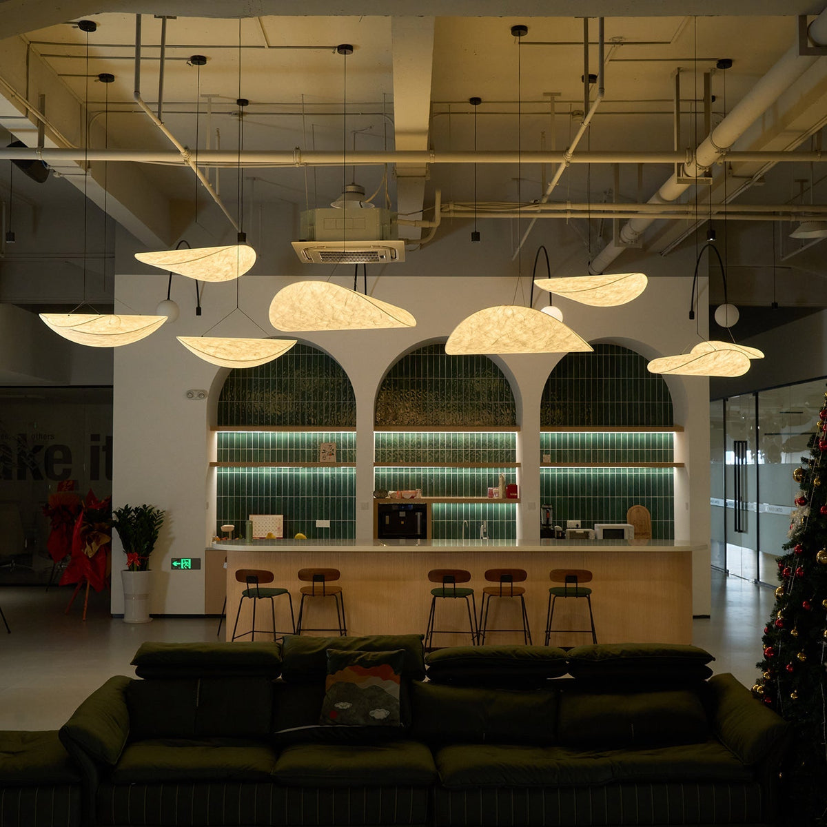 Cloud Paper Ceiling Fixture 24-Inch Hanging Lamp Modern Overhead Lighting for Dining Kitchen Living Room Adjustable Height LED