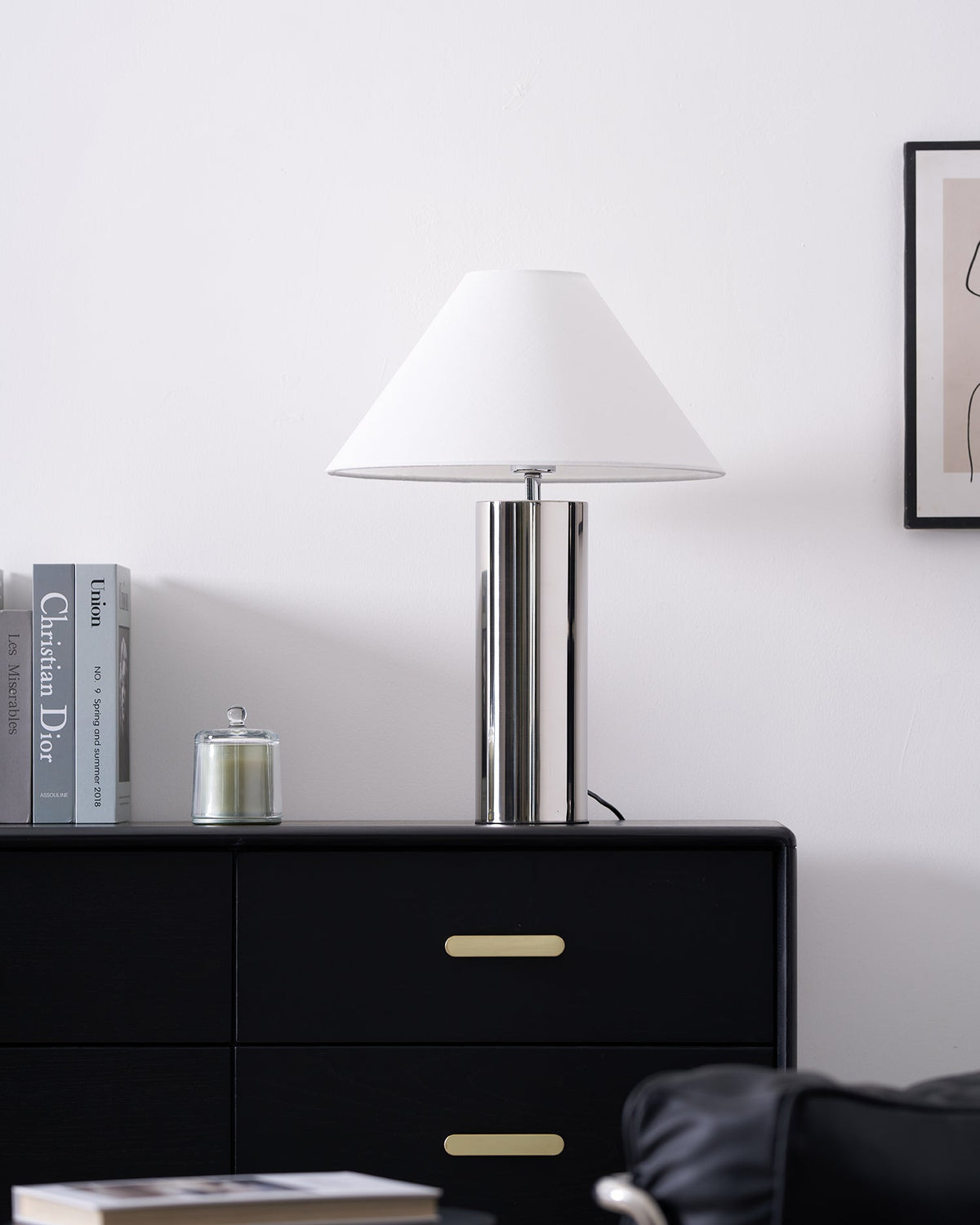 Fabric Shade Bedside Lamp with Metal Base 16-Inch White Reading Light for Nightstands Desks Home Office Bedroom