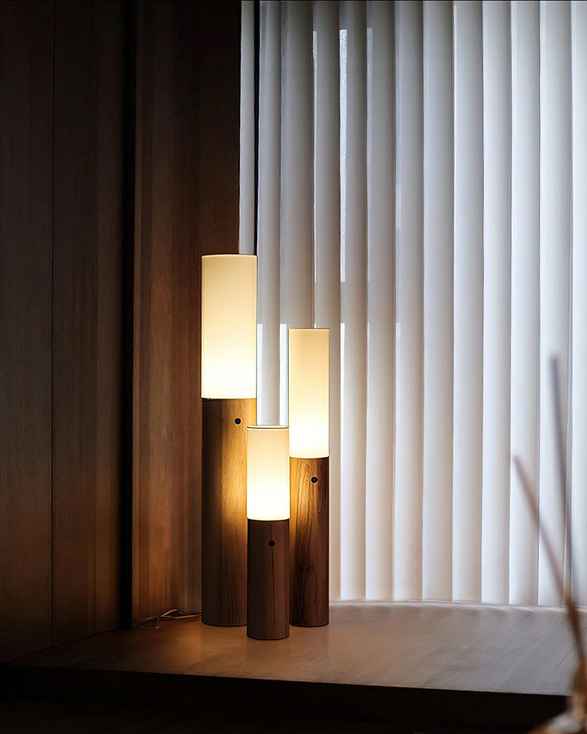 Wooden Standing Lamp 39 Inches Tall with Adjustable LED Light for Bedroom Living Room Reading Nook Slim Profile Modern Corner Lighting