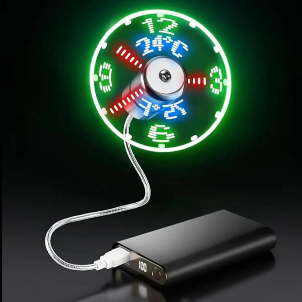 TimeGlow | Clock Fan with Adjustable Airflow & LED Display | USB-Powered for Instant Cooling