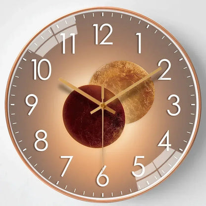 Round Wall Clock Silent Non-Ticking 8-Inch Gradient Gold Digital Face Battery Operated for Bedroom Living Room Office Decor