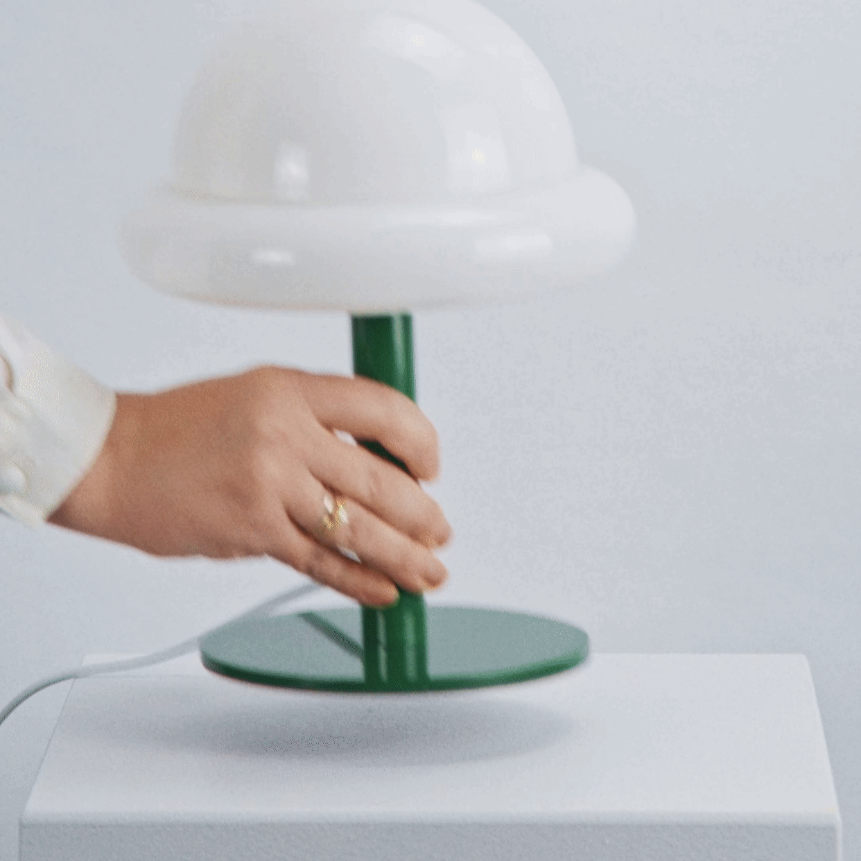 Rounded Glass Desk Light 11 in Mint & Citrus Nightstand Illumination Contemporary Bedside Glow for Bedroom Living Room Office