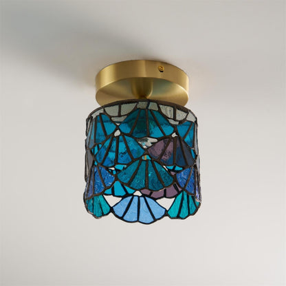 Flush Mount Glass Shade Ceiling Fixture 5 inch Brass Finish for Bathroom Bedroom Hallway Warm Ambient Lighting Vintage Style Decorative Home