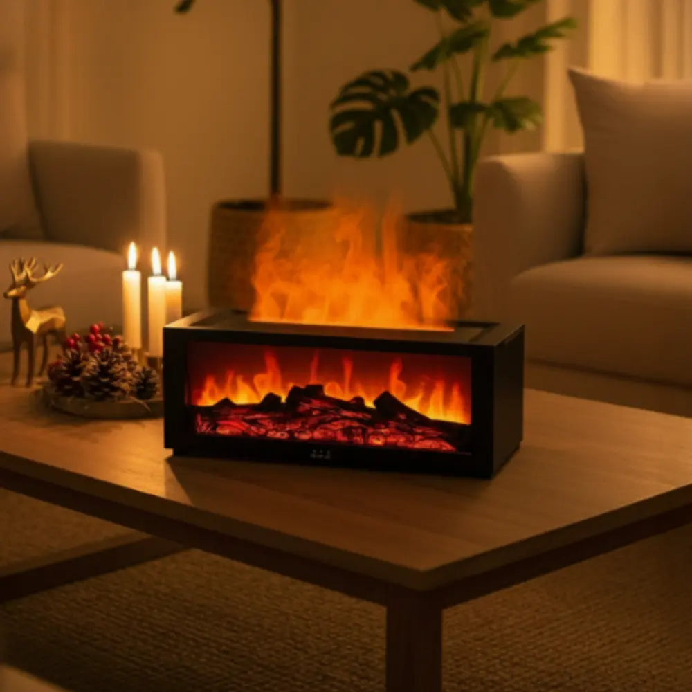Chimenea de mesa compacta con control remoto