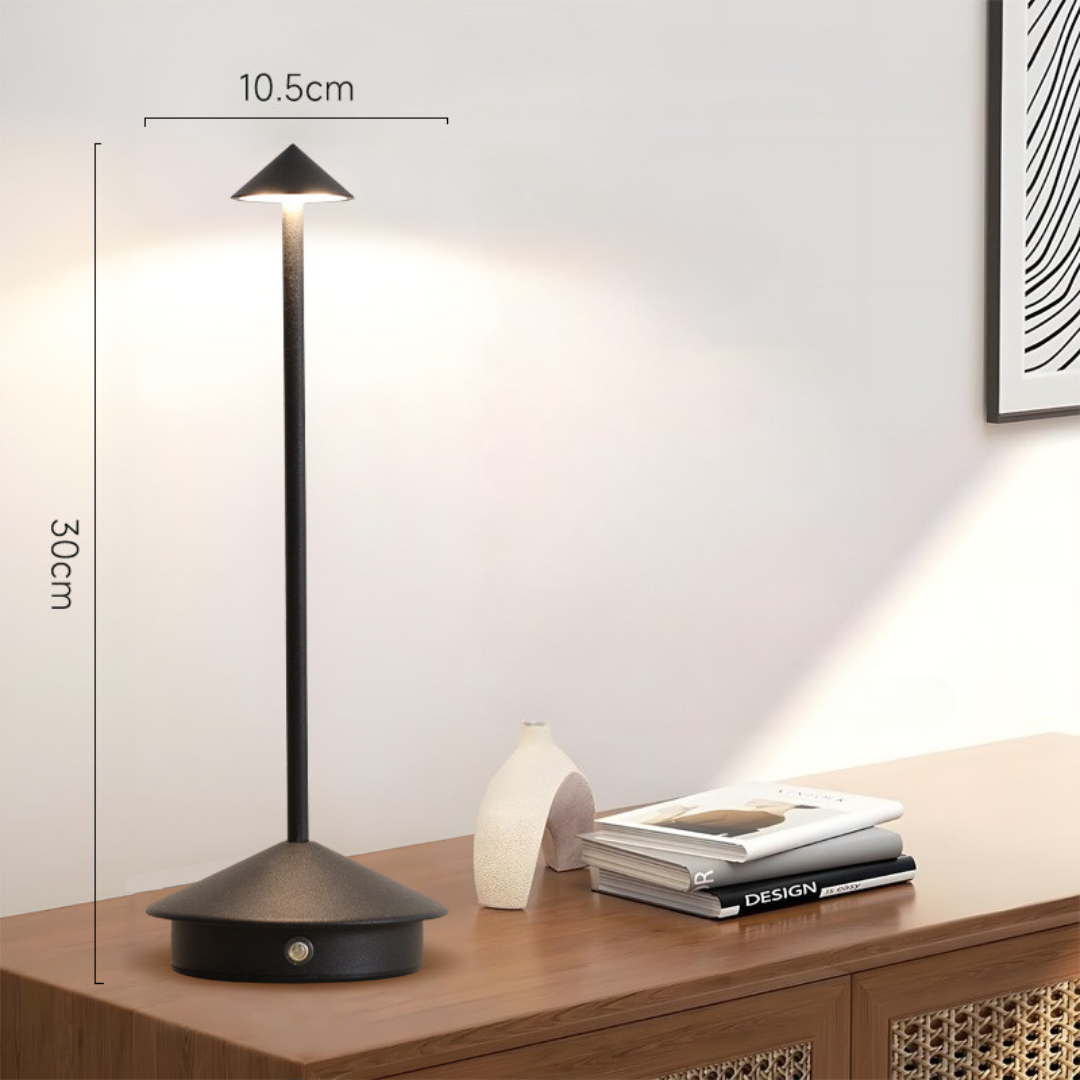 Rechargeable LED Table Lamp with Touch Dimmer for Indoor and Outdoor Use Cordless Battery Powered Desk Light USB Charging Metal Design for B