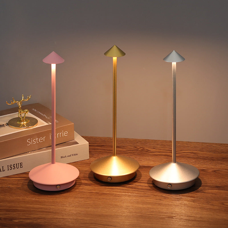 Rechargeable LED Table Lamp with Touch Dimmer for Indoor and Outdoor Use Cordless Battery Powered Desk Light USB Charging Metal Design for B