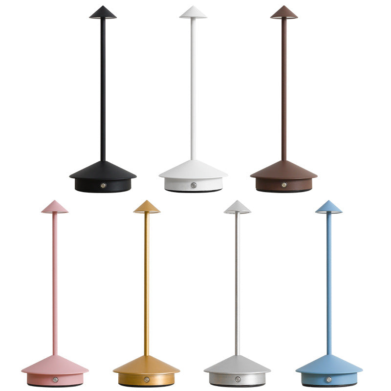 Rechargeable LED Table Lamp with Touch Dimmer for Indoor and Outdoor Use Cordless Battery Powered Desk Light USB Charging Metal Design for B