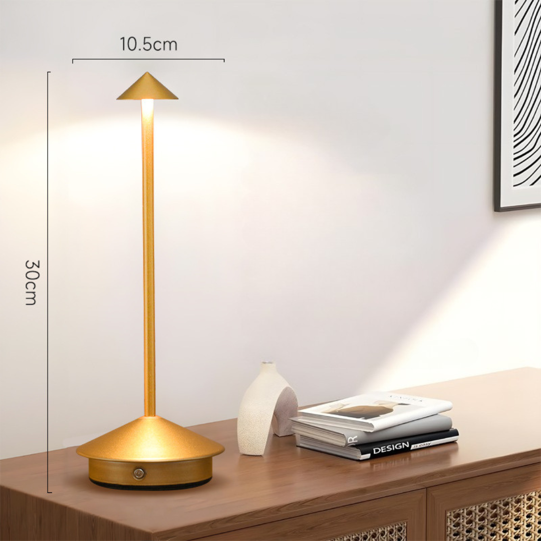 Rechargeable LED Table Lamp with Touch Dimmer for Indoor and Outdoor Use Cordless Battery Powered Desk Light USB Charging Metal Design for B
