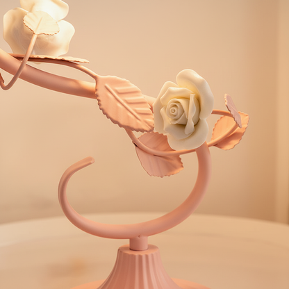 Porcelain Rose Bedside Lamp 9 in Pink Frosted Glass Accent Light for Nightstand Bedroom Living Room Home Office Cottage Décor Reading Lighti