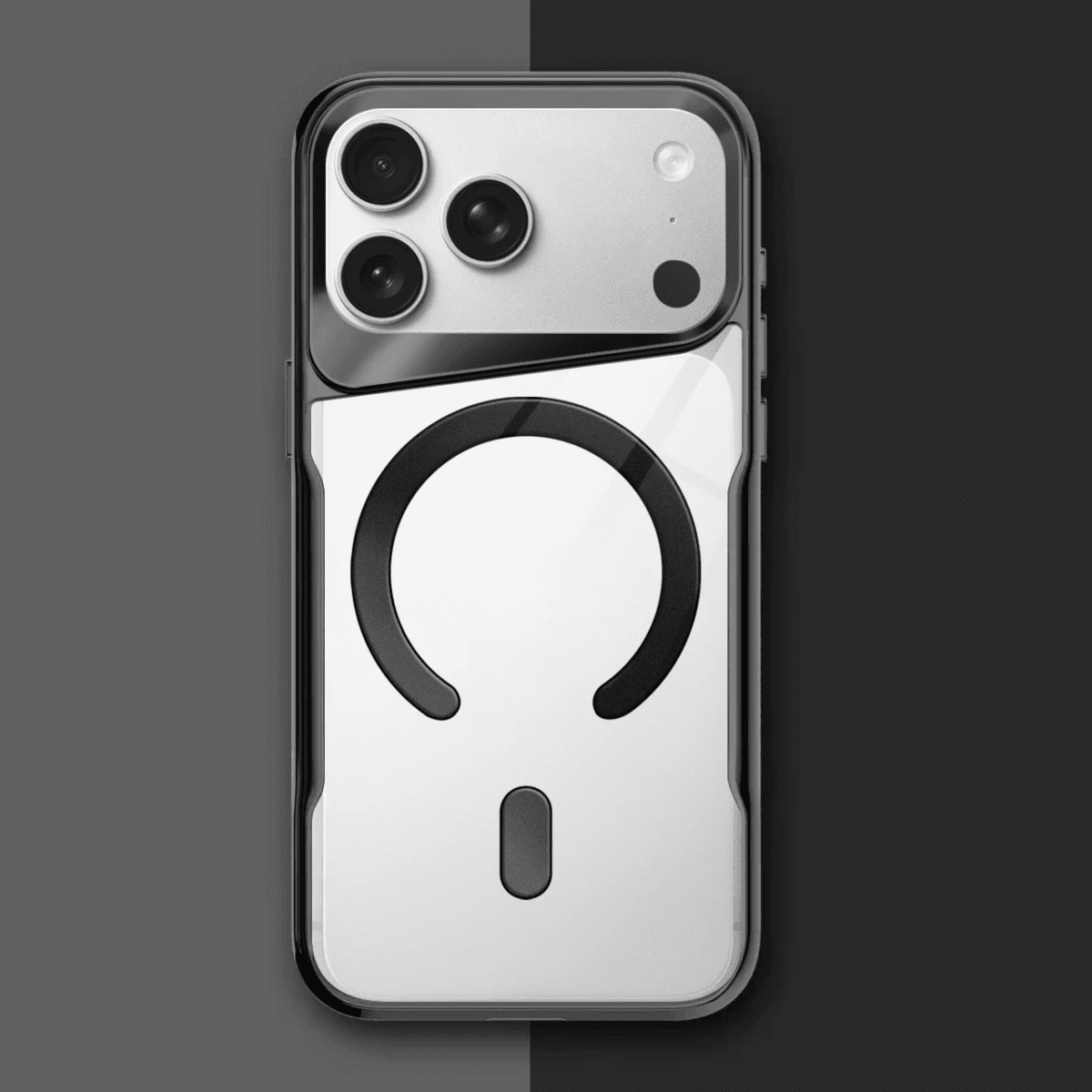 Translucent Hard Shell Case with Magnetic Charging for iPhone 12-17 – Metallic Finish, Raised Edges, Shock Protection