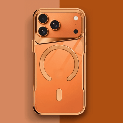 Translucent Hard Shell Case with Magnetic Charging for iPhone 12-17 – Metallic Finish, Raised Edges, Shock Protection