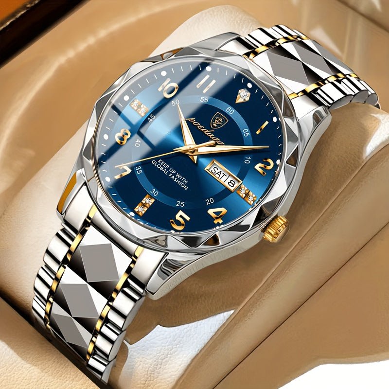 Dual Display Sports Watch for Men – Stainless Steel Water-Resistant Timepiece with Chronograph & Alarm | Rugged Everyday Watch for Active