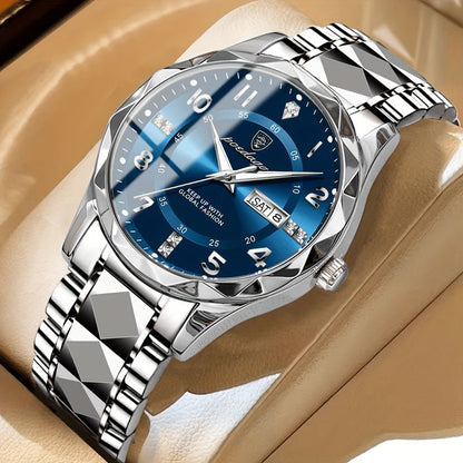 Dual Display Sports Watch for Men – Stainless Steel Water-Resistant Timepiece with Chronograph & Alarm | Rugged Everyday Watch for Active