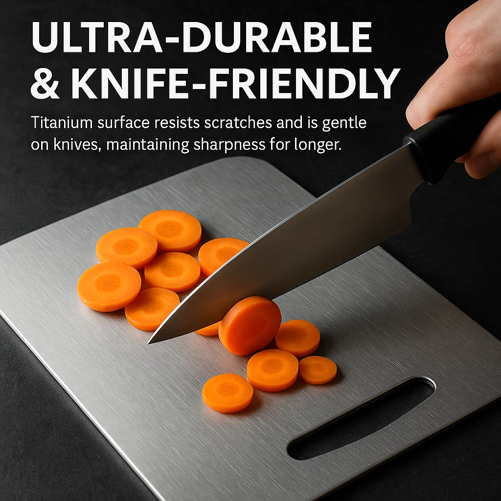 Ortekor Titanium Cutting Board | Non-Porous Surface for Ultimate Hygiene | Lightweight & Durable Kitchen Essential