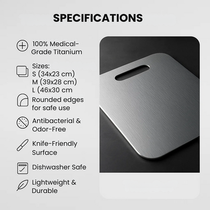 Ortekor Titanium Cutting Board | Non-Porous Surface for Ultimate Hygiene | Lightweight & Durable Kitchen Essential